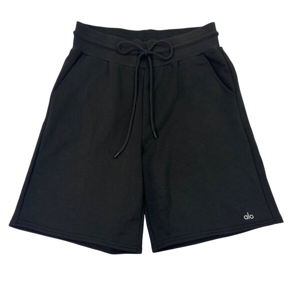 Alo Yoga Womens High-Waisted Black Sweat Shorts Size L- New - Picture 1 of 8